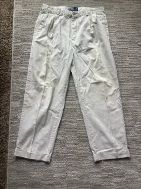 Polo by Ralph Lauren White Pleated Cotton Pants